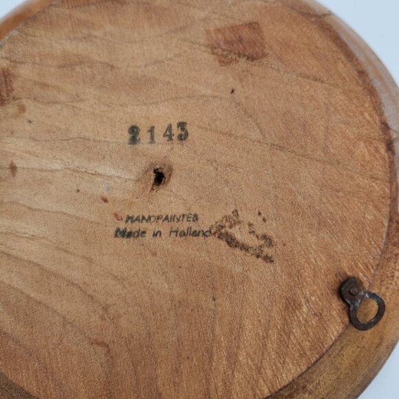 Vintage Hand Painted Dutch WINDMILL PLATE Wood Wall Hanging 7" Holland Made 2143 - Picture 6 of 15